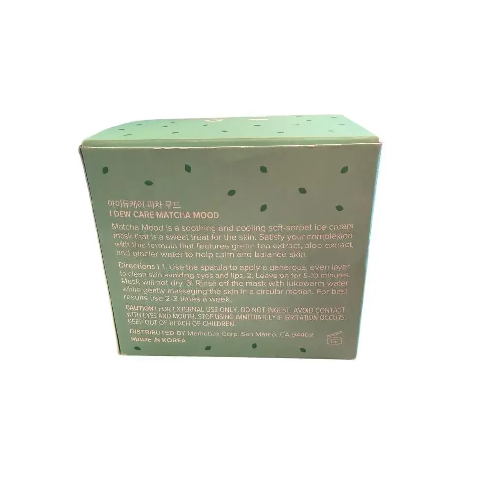 I Dew Care Matcha Mood Soothing Green Tea WashOff Facial Clay Mask 100g/ 3.52oz